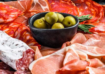 Deli Meats and bowl of olives