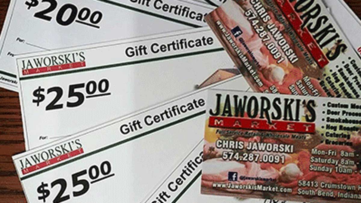 Jaworski's Market Gift Certificates